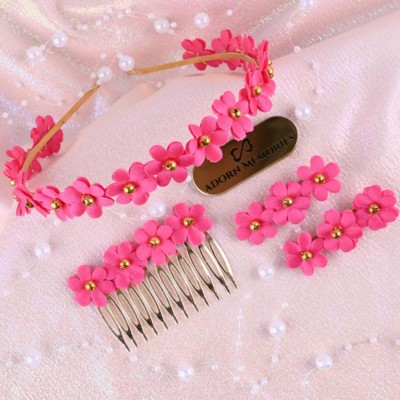 Flower Hair Accessory Combo-Pink