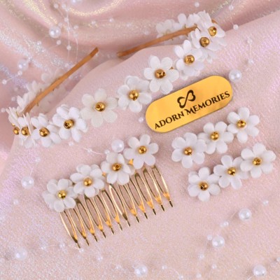 Flower Hair Accessory Combo-White