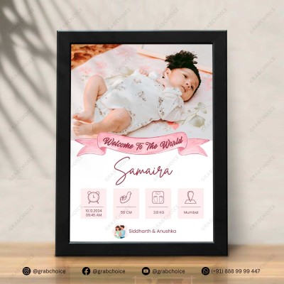 Personalised Newborn Baby Birth Frame with birth details