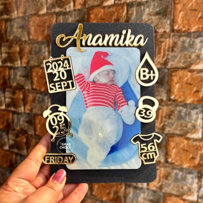 Personalised Newborn Baby Birth Frame with birth details  6*8 inch approx