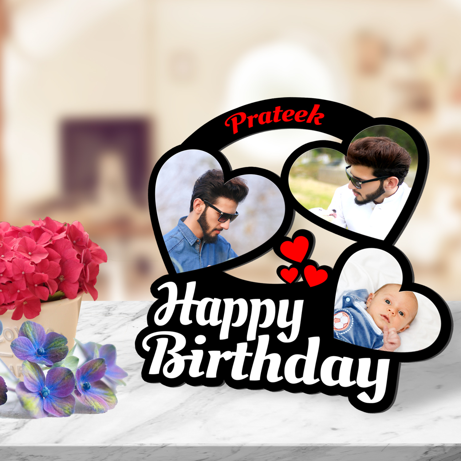 ApnaGift Happy Birthday Personalized Beautiful Wooden Photo Frame with Name  | Best gifts for Birthday, Couple, Anniversary & Wedding Size 12x24 inch -  ApnaGift: Buy/Send Online Personlised Gifts to India