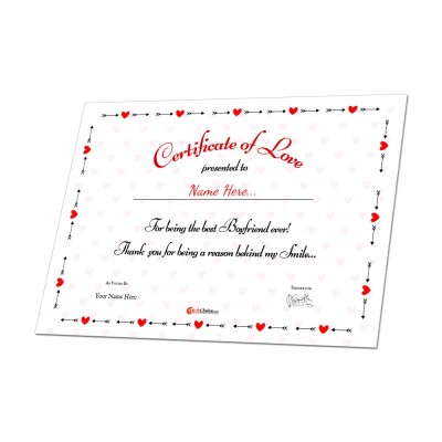 Personalized World's Best Boyfriend Certificate