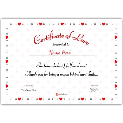 Personalized World's Best Girlfriend Certificate