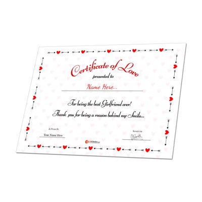 Personalized World's Best Girlfriend Certificate