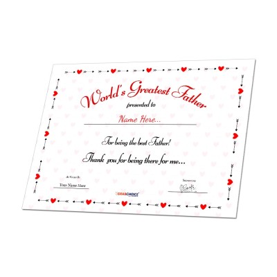 Personalized World's Greatest Father Certificate