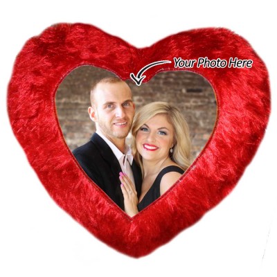 Personalized Heart Shape Cushion - Red