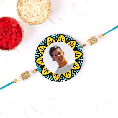 Personalized Unique Mandala Rakhi With Photo For Brother