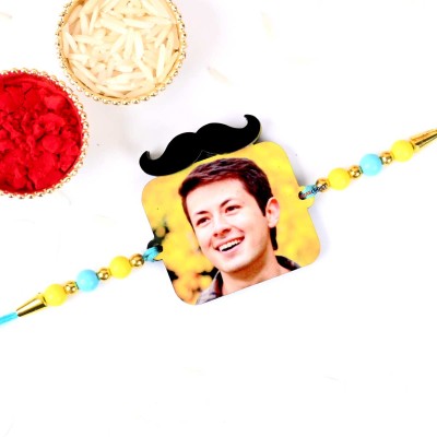 Personalized Mustache Rakhi For Brother With Photo