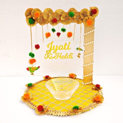 Personalized Haldi Platter with Bride/Groom Name