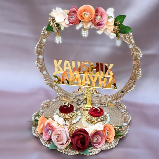 Buy GiftsBouquet Engagement Ring Platter for Ring Ceremony | Wedding Ring  Platter | Marriage Decor | Engagement Tray | Customised Couple Name - Wood,  Multicolour Online at Low Prices in India - Amazon.in