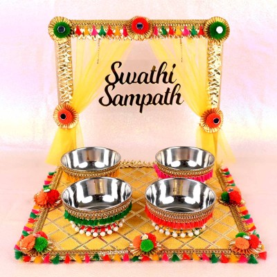 Personalized Wedding Haldi Ceremony Platter with Bride Or Groom Name