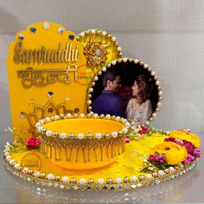 Personalized Wedding Haldi Platter with Bride 