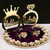 Personalized Engagement Ring Platter with Bride And Groom Names (Wine Purple)