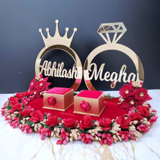 Buy GRABCHOICE Personalized Engagement Ring Platter with Name | Wedding  Ring Platter | Decorative Tray | Marriage Decor | Engagement Tray | Wooden  Rectangle Blue Tray 1pc Online at Low Prices in India - Amazon.in