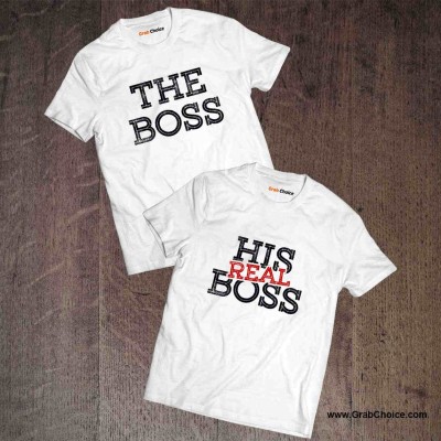 The Boss His Real Boss Couple T-shirt